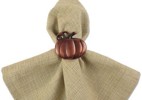 Rustic Harvest Pumpkin Decorative Napkin Ring Set