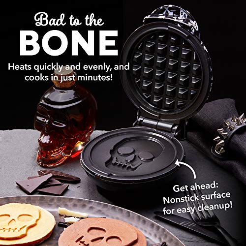 Mini Waffle Maker Machine, Black Skull 4 Inch