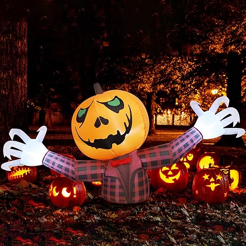 7 FT Long Halloween Inflatables Pumpkin Ghost