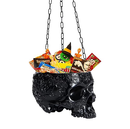 Halloween Hanging Skull Candy Dish Trick or Treat Bowl & Plant Planter Pot