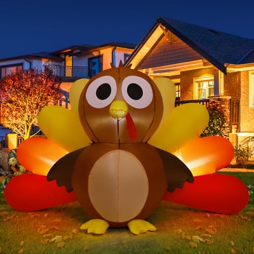 6.7 FT Long Thanksgiving Inflatable Turkey Baby with LEDs