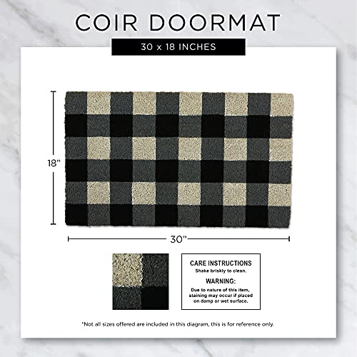 Decorative Checkered Doormat, 17x29, Welcome