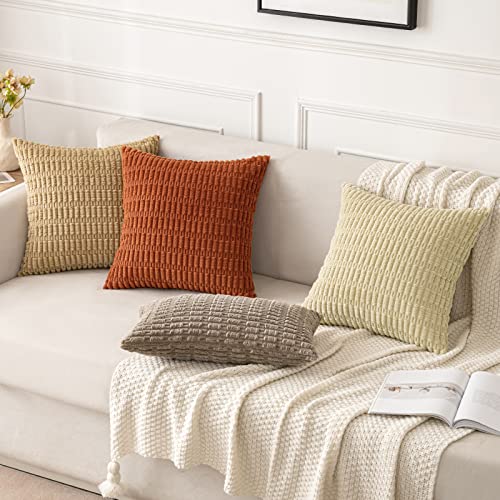 Set of 2 Corduroy Decorative Throw Pillow Covers 18x18 Inch