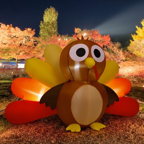 6.7 FT Long Thanksgiving Inflatable Turkey Baby with LEDs