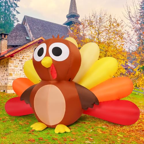 6.7 FT Long Thanksgiving Inflatable Turkey Baby with LEDs