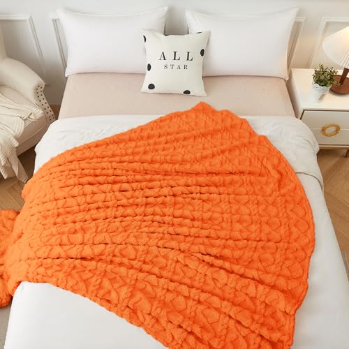 Fleece Plush Throw Blanket (50"x60", Burnt Orange)