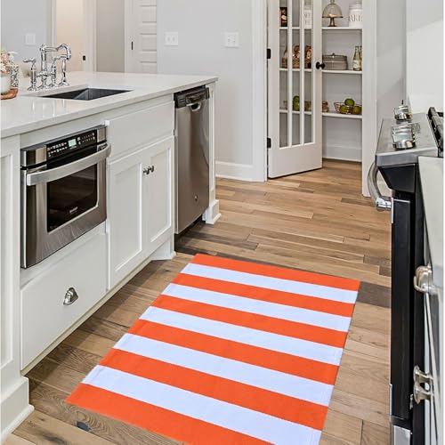 Orange and White Striped Rug Fall Decoration