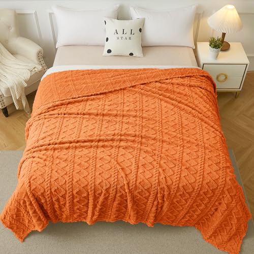 Fleece Plush Throw Blanket (50"x60", Burnt Orange)