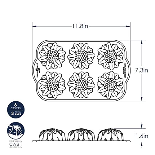 Sunflower Cakelet Pan 3 Cup Capacity Bronze