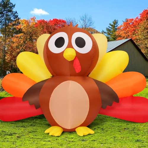 6.7 FT Long Thanksgiving Inflatable Turkey Baby with LEDs - All The ...