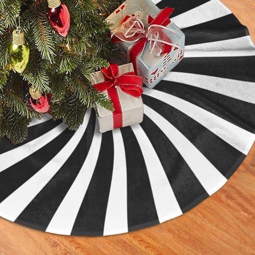 36 Inch Black White Swirl Tree Skirt for Christmas Tree