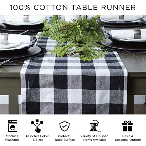 Heavyweight Fringed Check Tabletop Table Runner, 14x108, Pumpkin Spice