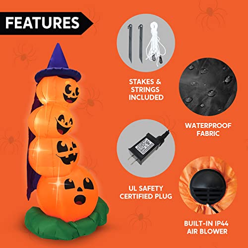 6 FT Halloween Inflatable Stacked Pumpkins with Build-in LEDs