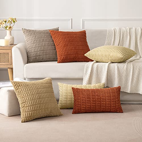 Set of 2 Corduroy Decorative Throw Pillow Covers 18x18 Inch