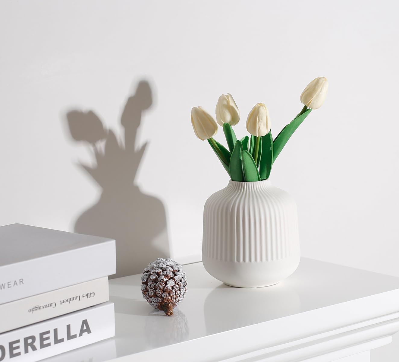 Matte White Vases Set of 2