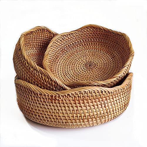 Natural Woven Serving Basket Bowls, Set of 3