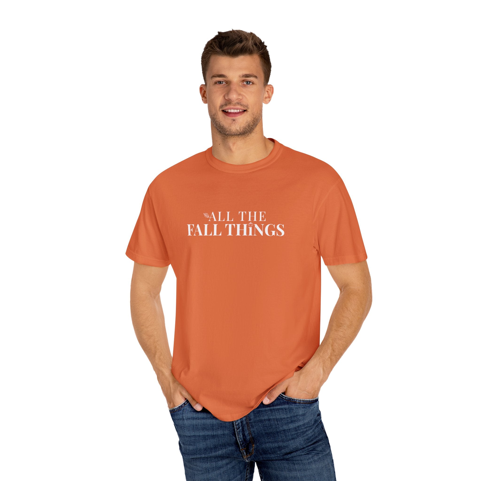 Burnt Orange All The Fall Things Brand Logo T-shirt Front View