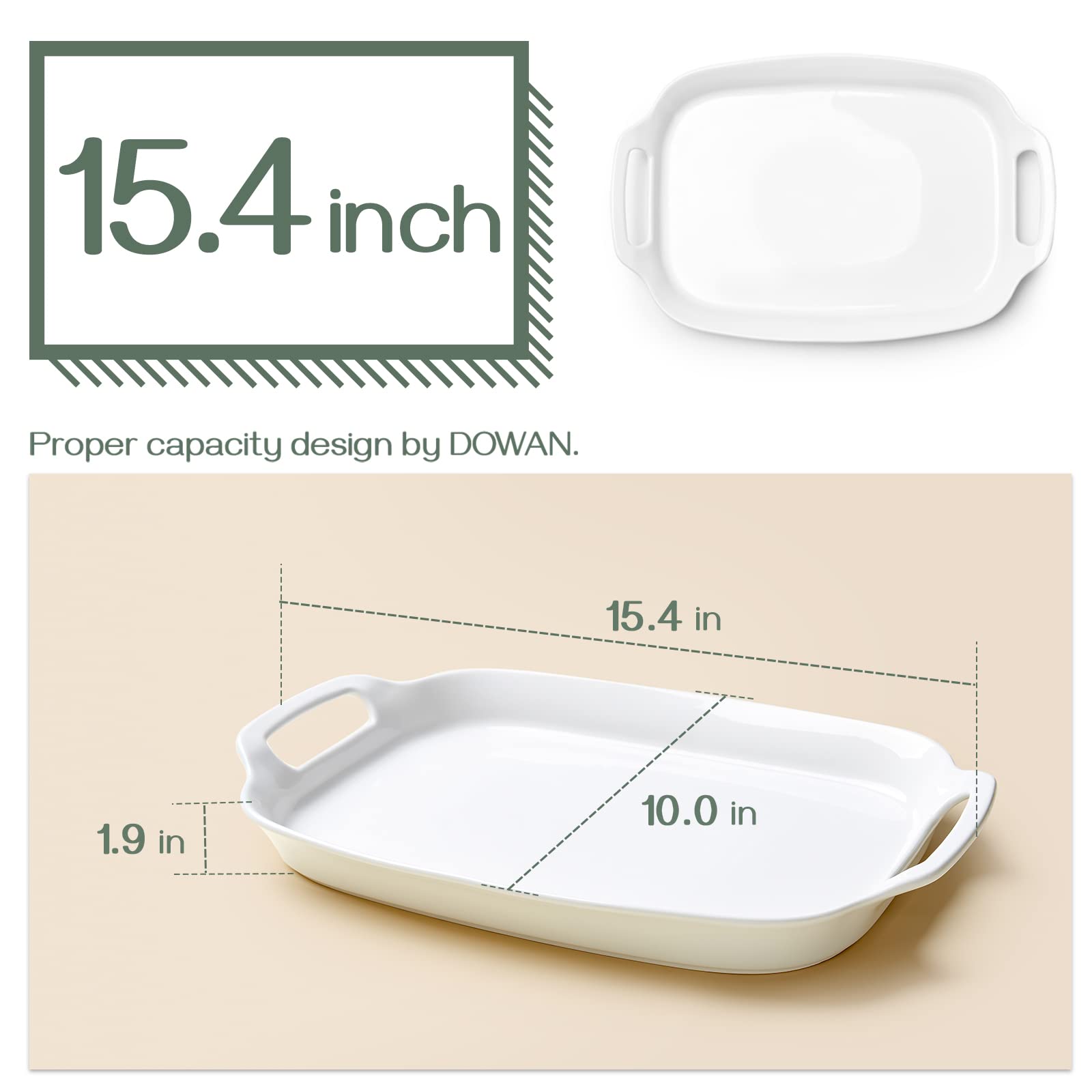 Serving Tray with Handles, 15.4" Large Platters, Set of 2