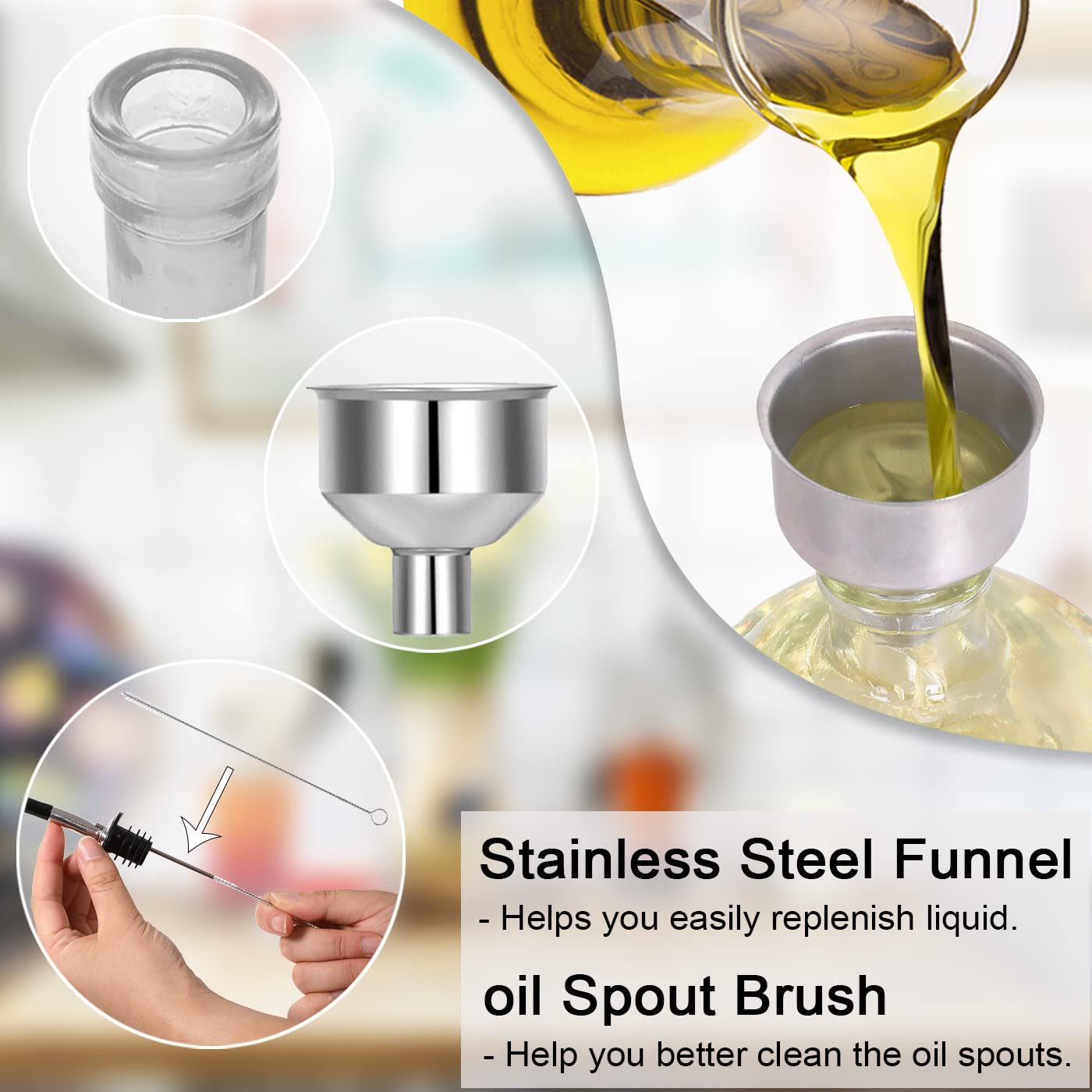 Olive Oil Dispenser - 15 Oz Skull Shape Oil and Vinegar Dispenser Set