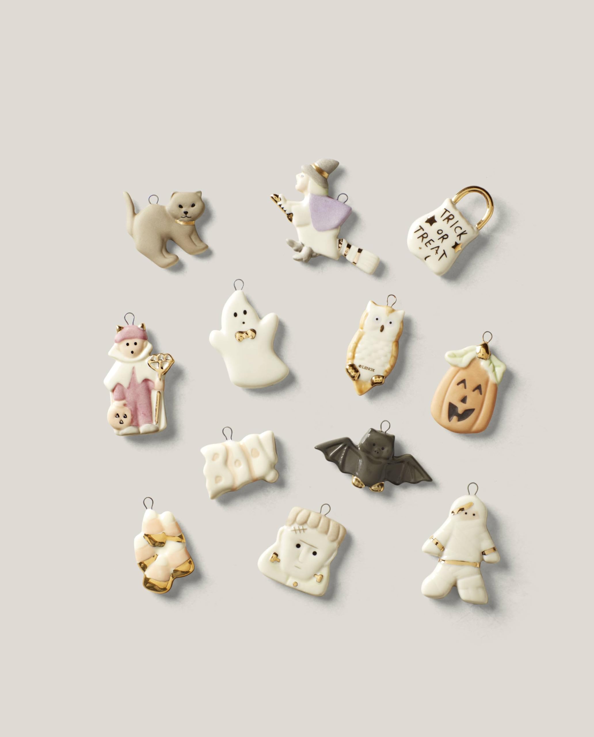 Halloween ornament set - 12 pieces hand painted porcelain