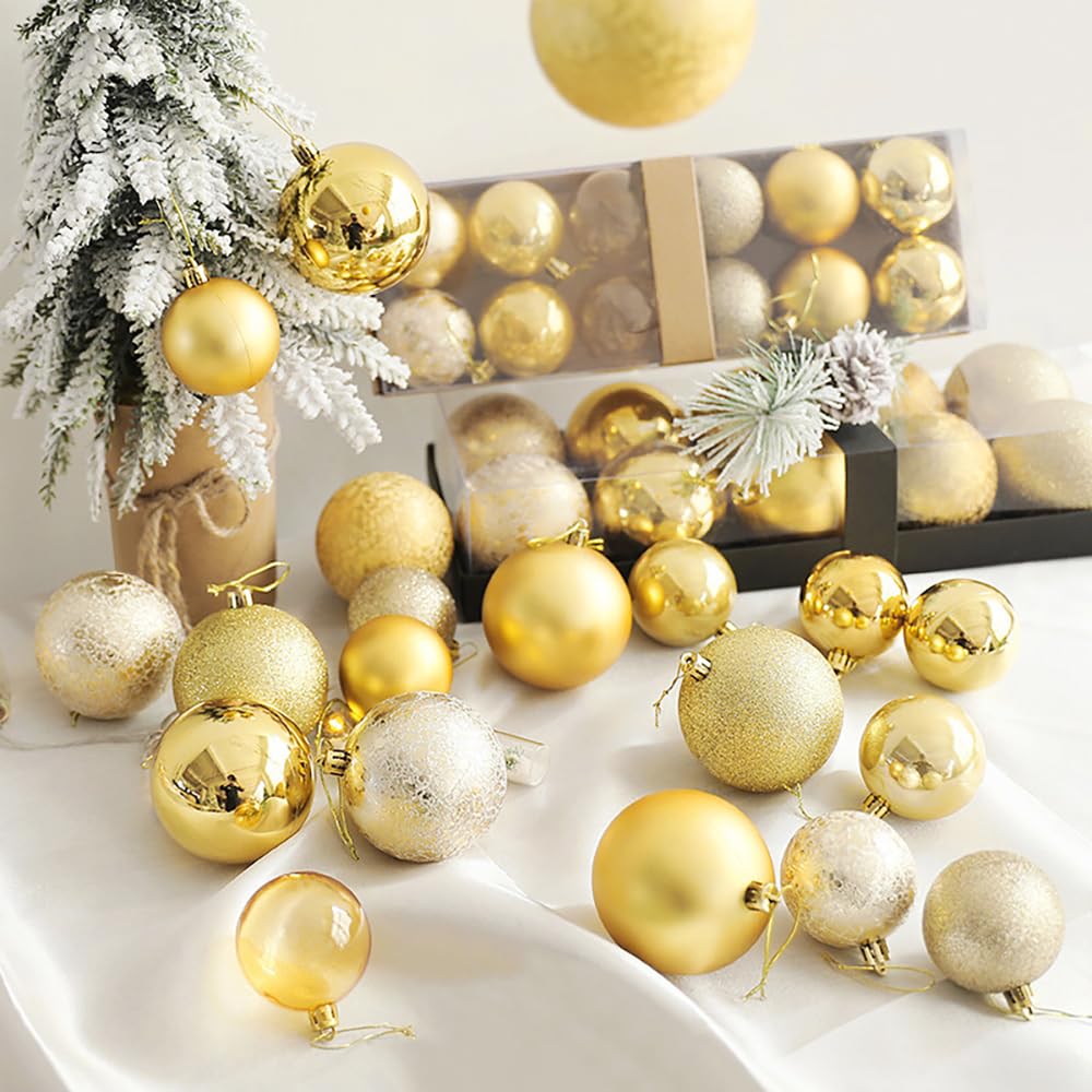 100 Count Gold Christmas Ball Ornaments Set