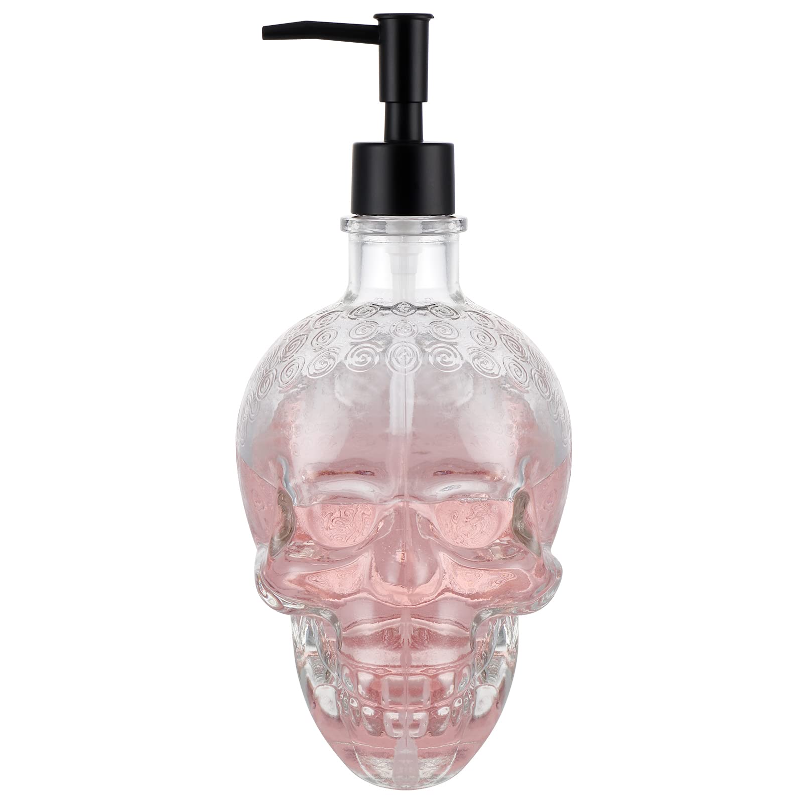 Skull Soap Dispenser 25 Oz, Glass Soap Dispenser with Rust Proof Pump