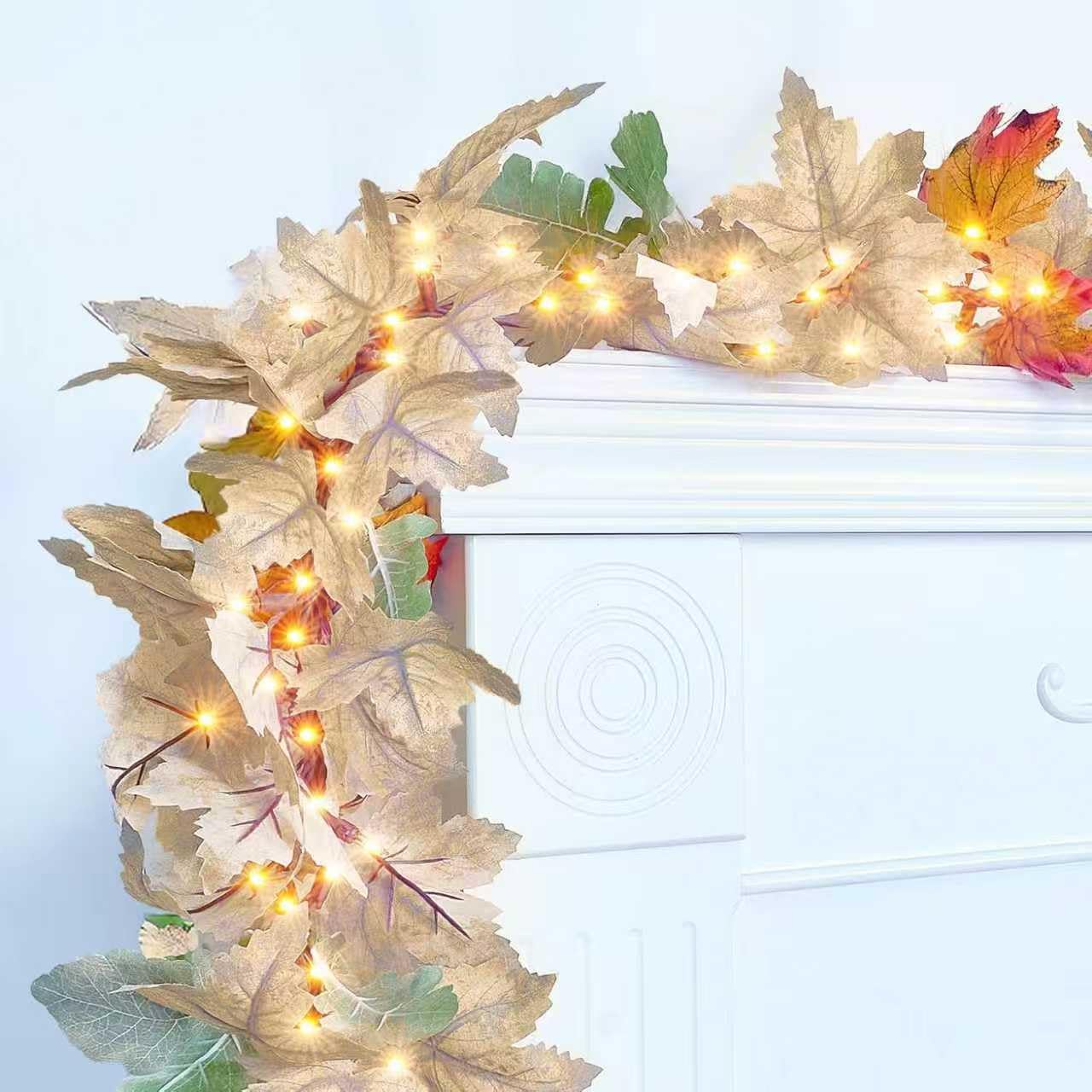 9FT Plug in Fall Lights with 50 Warm Incandescent Bulbs UL Certified