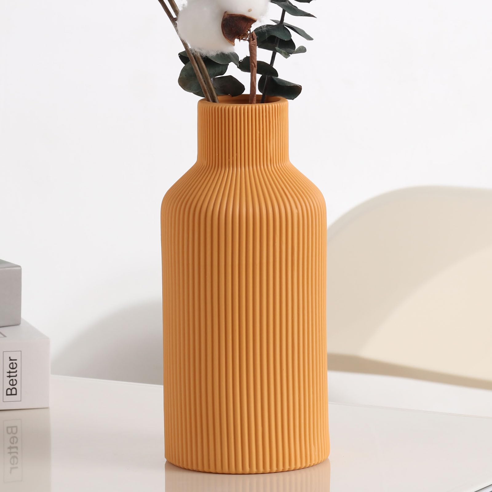 Ceramic Vase (8 inch, Orange)