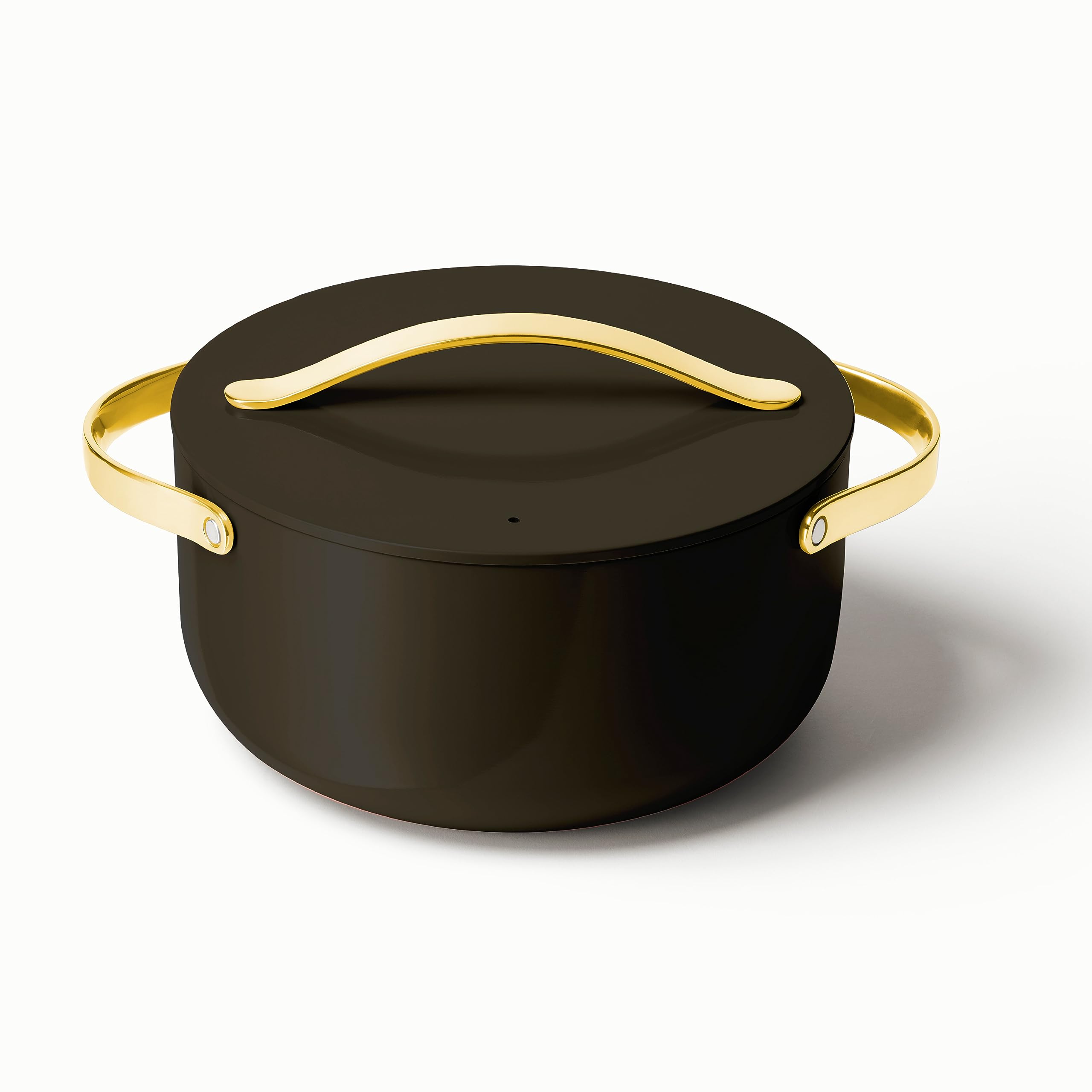 Black Nonstick Ceramic Dutch Oven Pot with Lid and Gold Accents, 6.5 qt, 10.5"