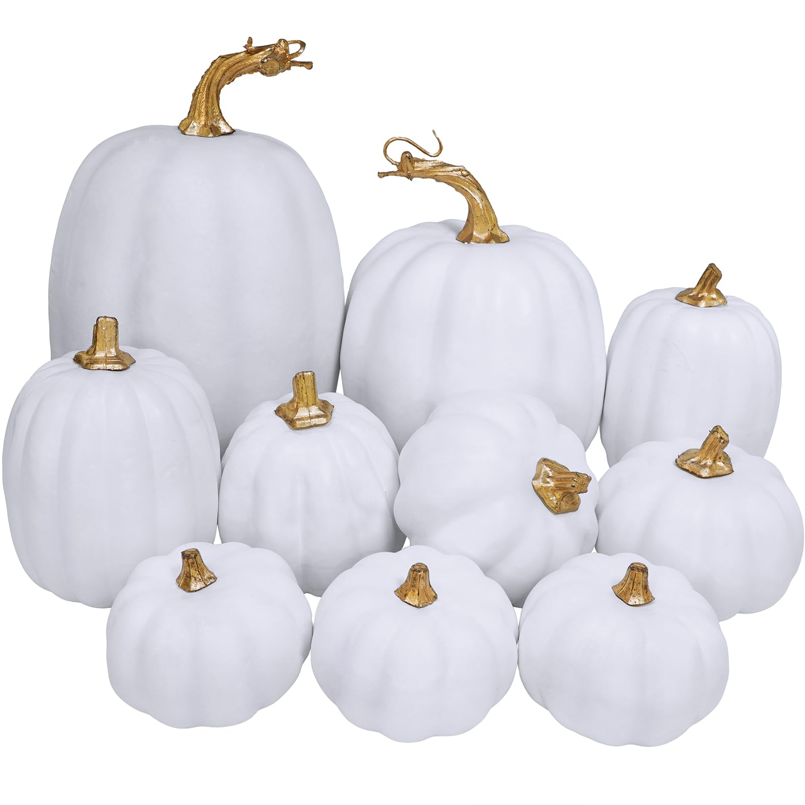 10 Pcs Assorted White Artificial Pumpkins