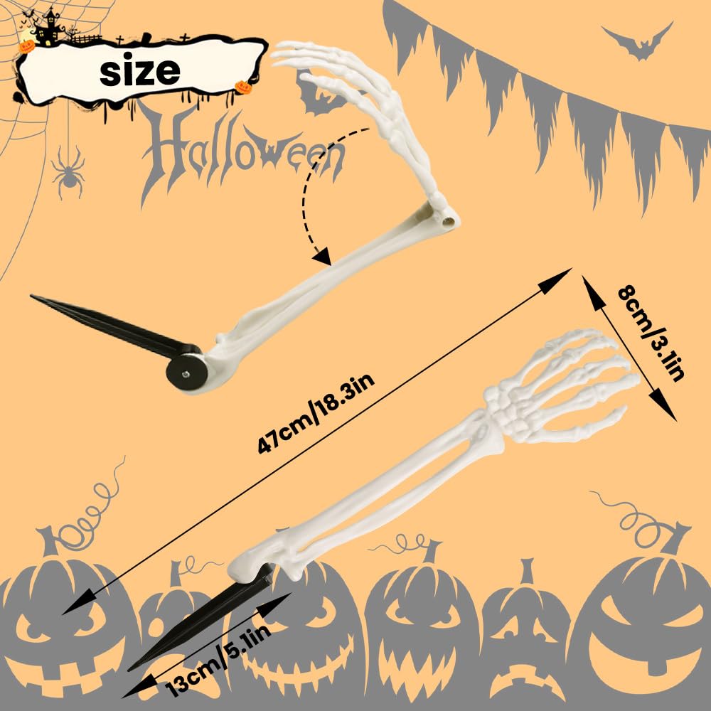 10 PCS Halloween Skeleton Decorations White Realistic Skeleton Stakes for Garden Lawn