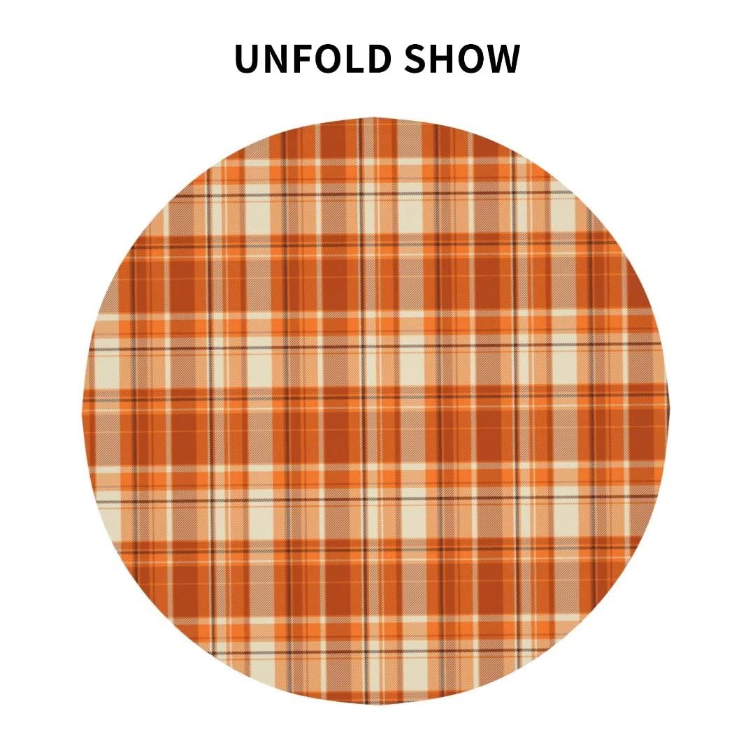 Fall Tablecloth 60 Inch Round Autumn Thanksgiving Plaid Table Cloth