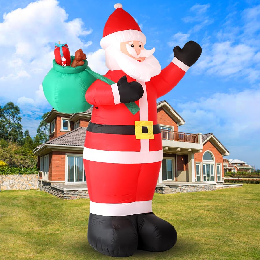 12FT Giant Christmas Inflatable Santa Claus with Gift