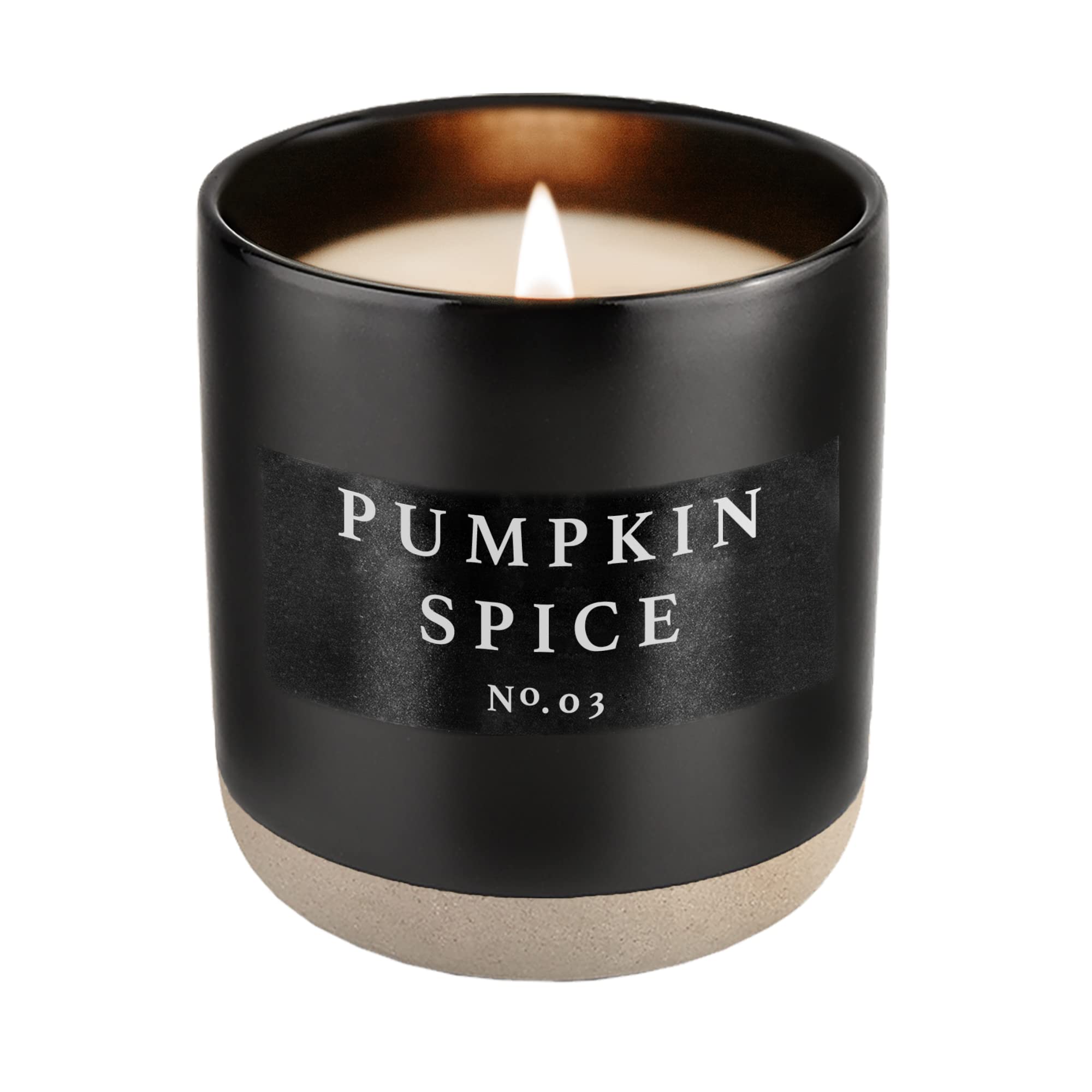 pumpkin spice fall candle in fall black stoneware candle jar