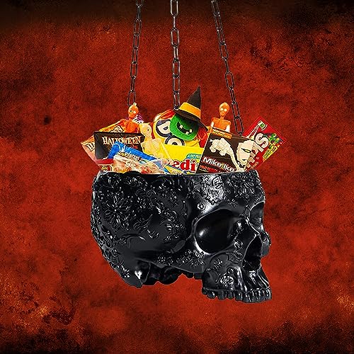 Halloween Hanging Skull Candy Dish Trick or Treat Bowl & Plant Planter Pot