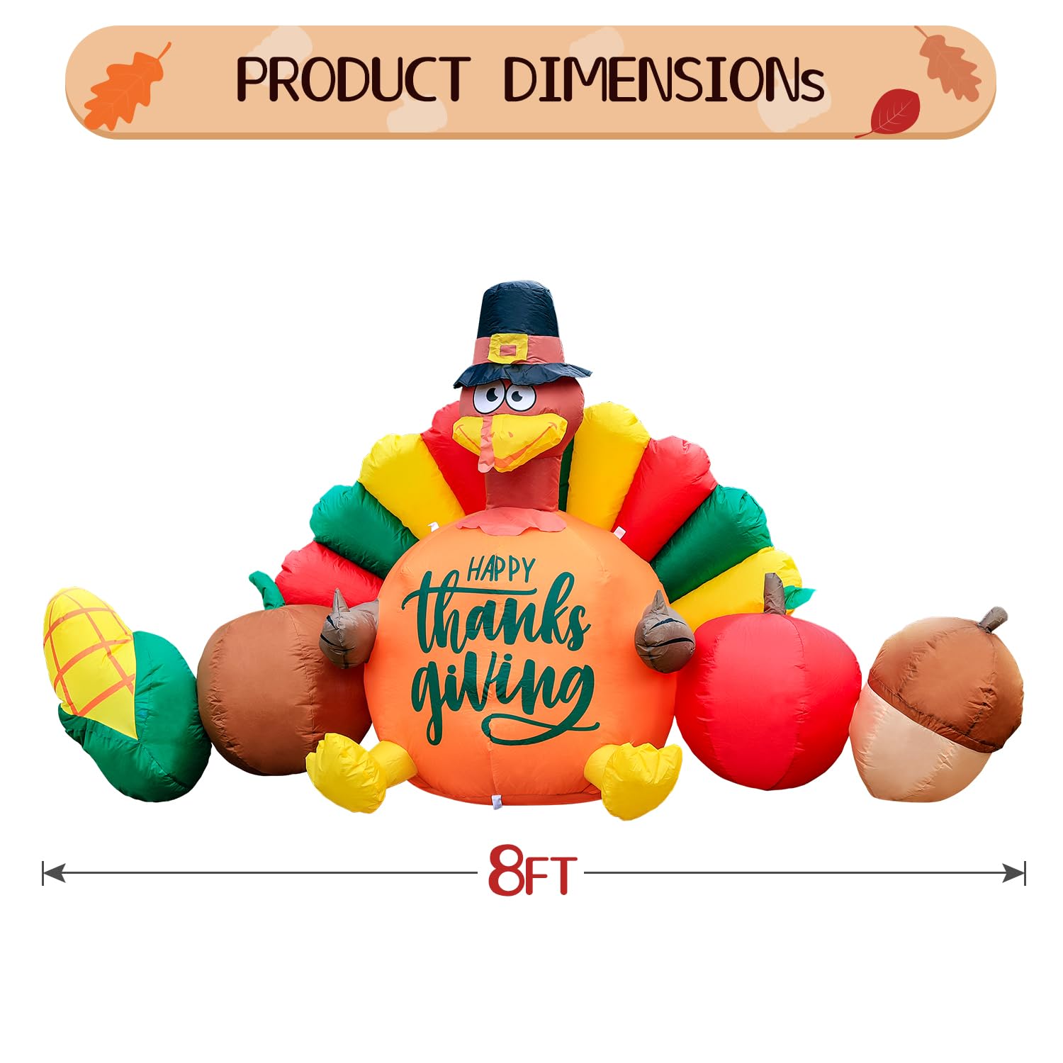 8FT Thanksgiving Inflatable Turkey with Vegetables