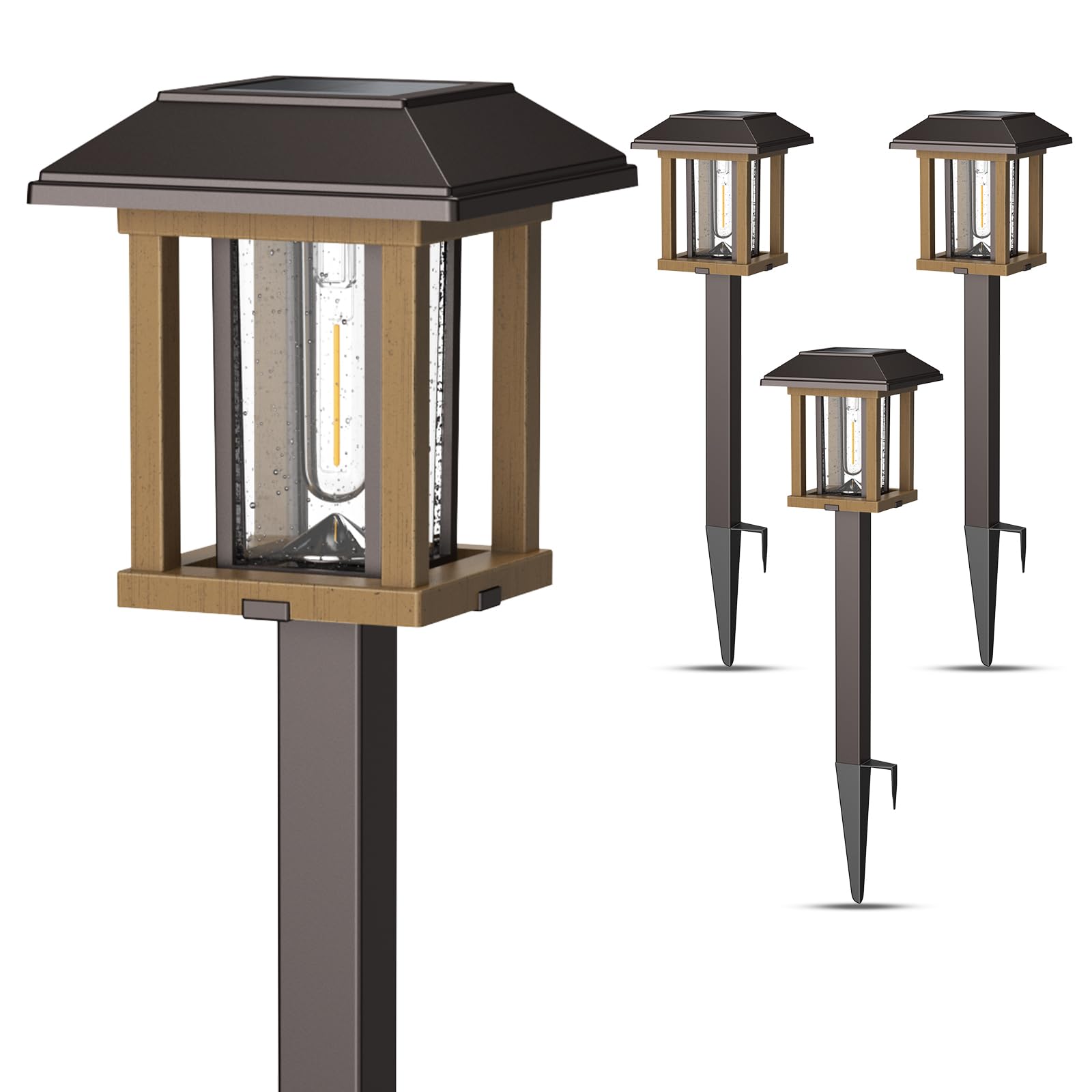 Solar Pathway Lights Outdoor Waterproof IP65 - Dual-Tone LED Solar Lights Warm White