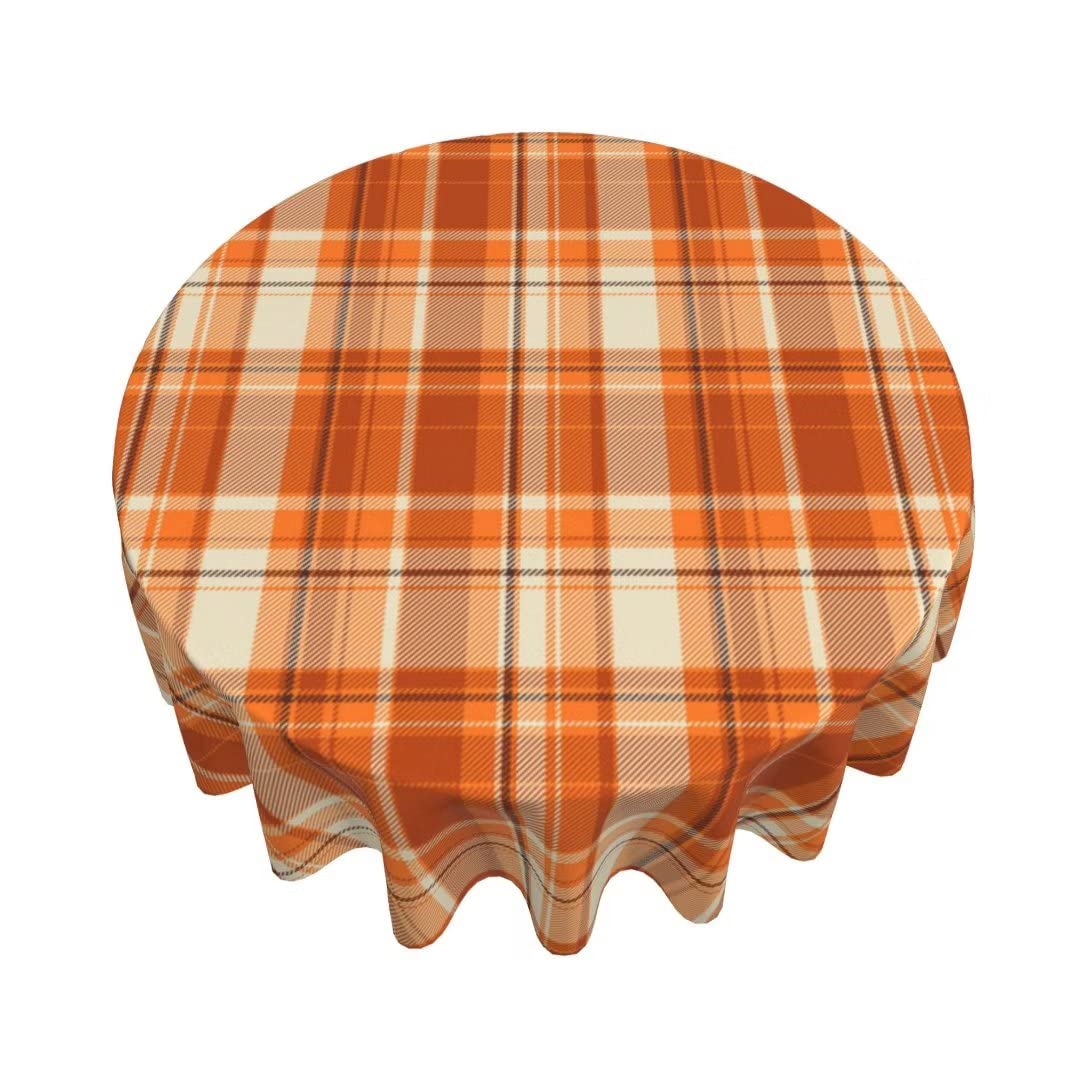 Fall Tablecloth 60 Inch Round Autumn Thanksgiving Plaid Table Cloth