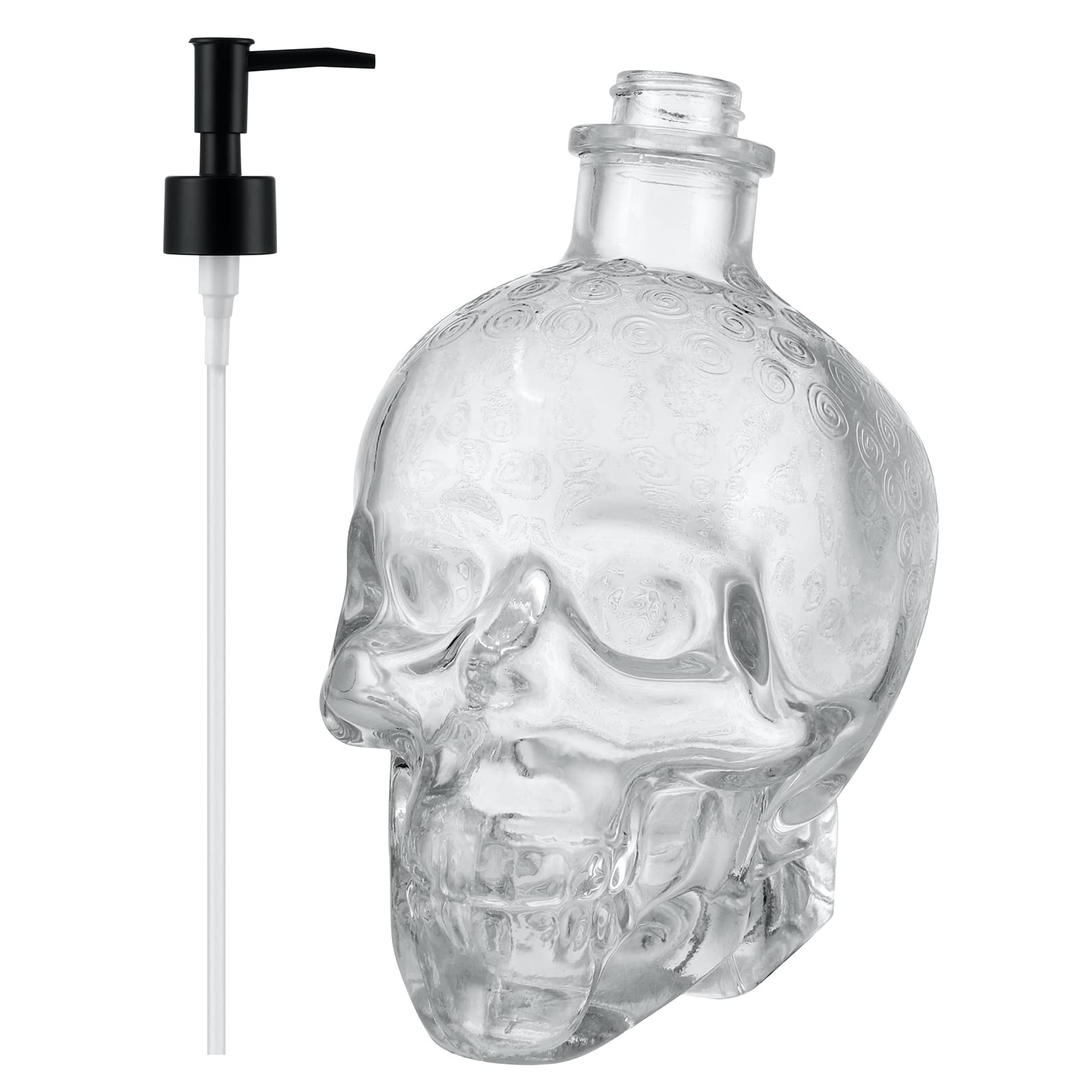 Skull Soap Dispenser 25 Oz, Glass Soap Dispenser with Rust Proof Pump