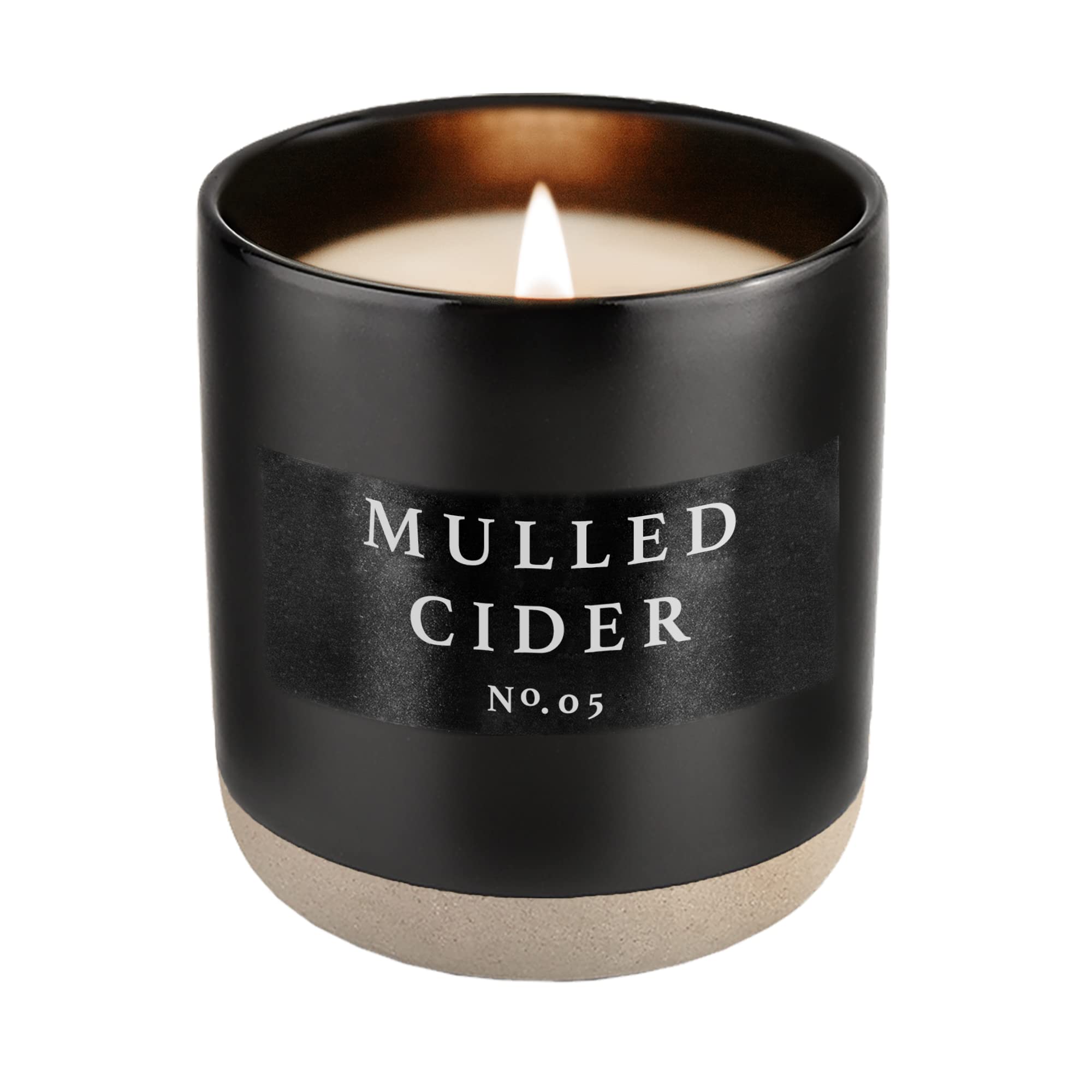 Mulled Cider Soy Wax Candle in Fall Black Stoneware Candle Jar