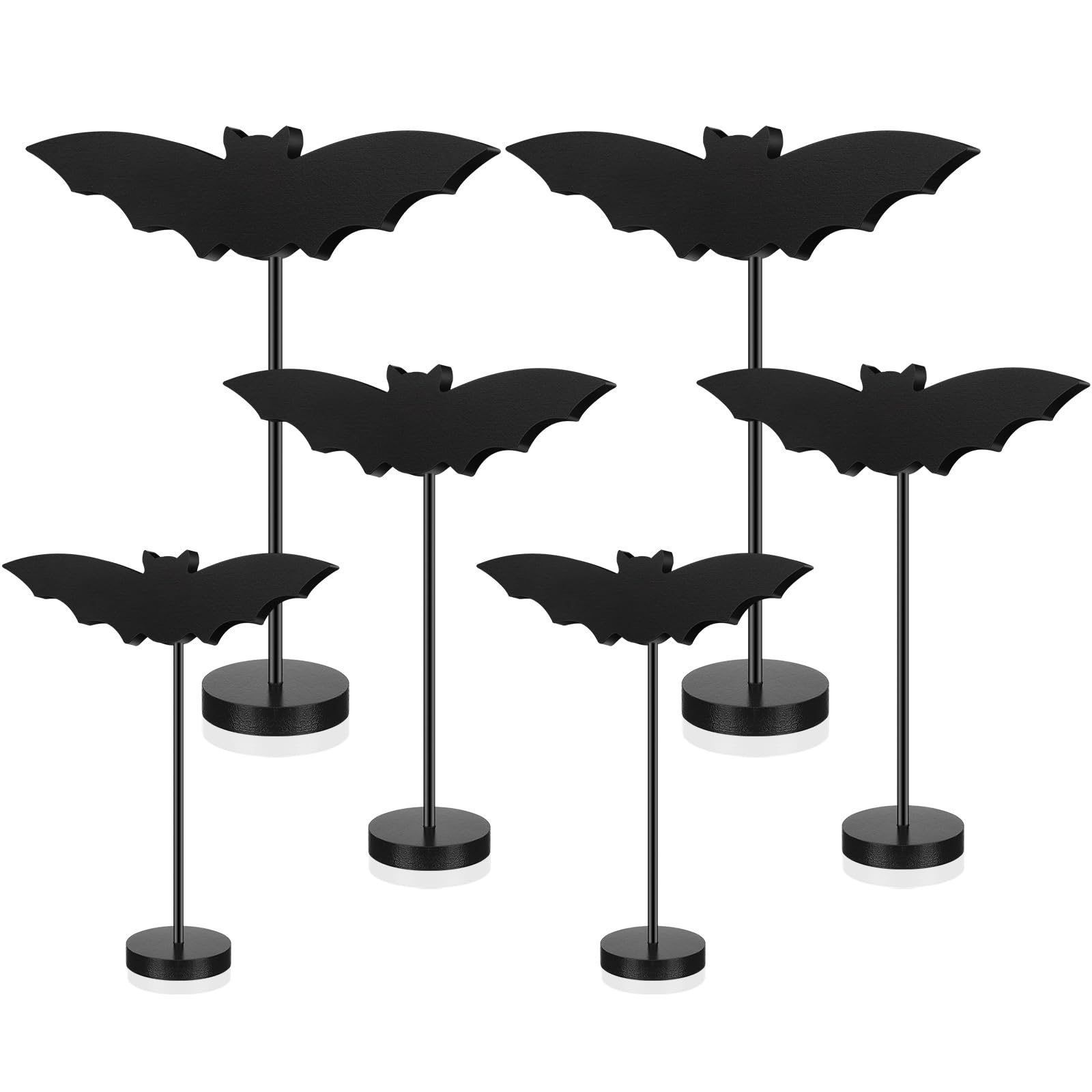 6 Pieces Standing Bat Wood Sign Block Halloween Table Decorations