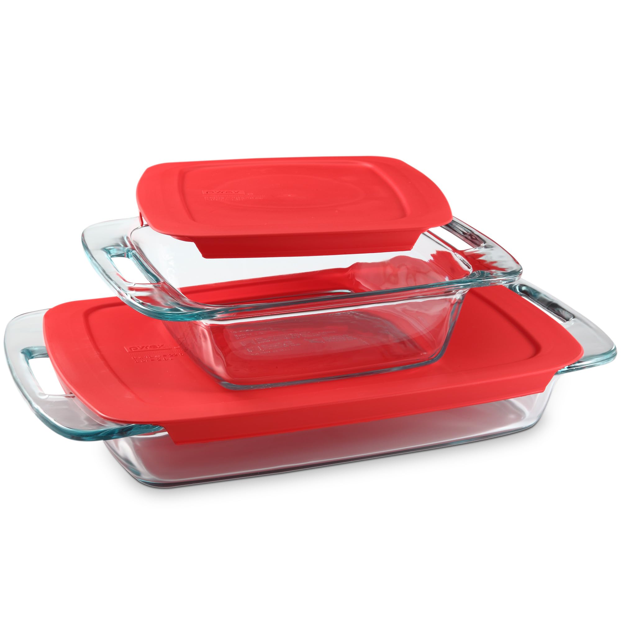 2-Pack Glass Baking Dish Set (2QT, 3QT) with Snug Fit Locking Lids