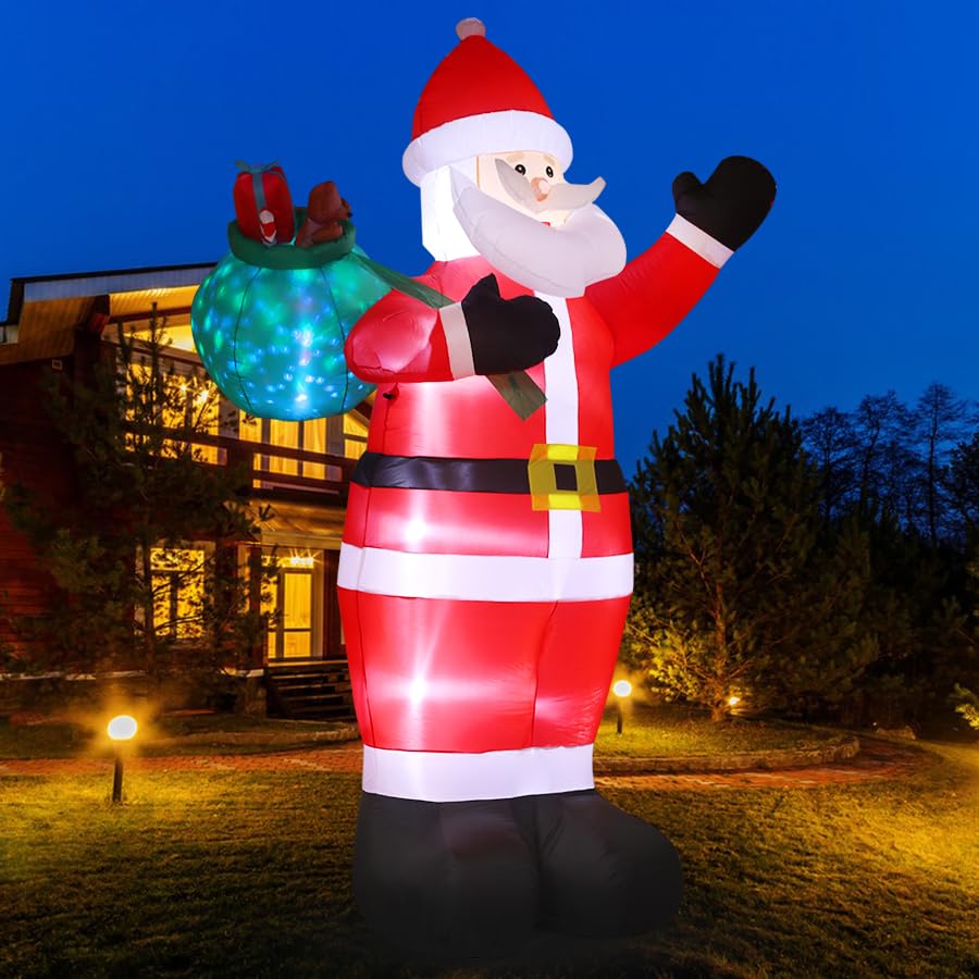 12FT Giant Christmas Inflatable Santa Claus with Gift