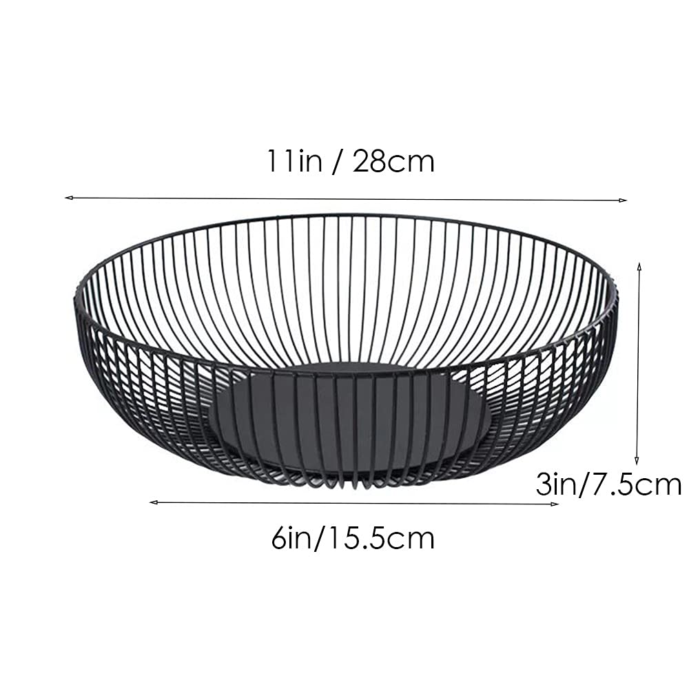 Black Metal Wire Countertop Fruit Basket Bowl Size