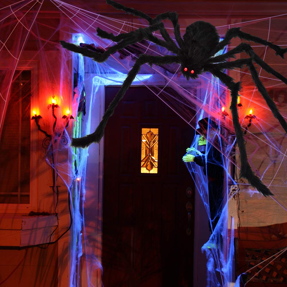 200" Halloween Spider Web + 59" Giant Spider Decoration