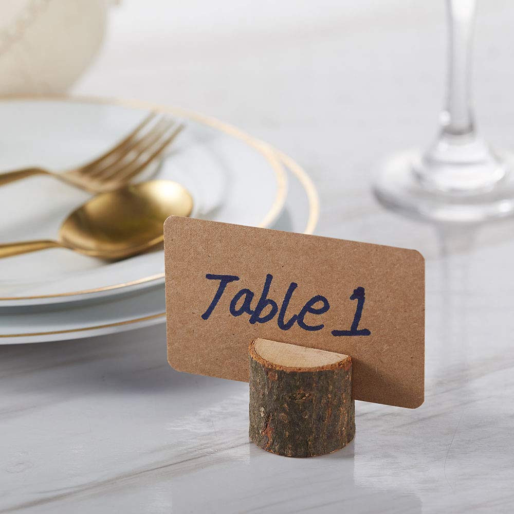 Toncoo 15Pcs Wood Place Card Holders and 30Pcs Kraft Table Place Cards, Wood Card Holder, Wooden Place Card Holders, Wood Table Number Holders, Wood Sign Holder, Wooden Sign Holder