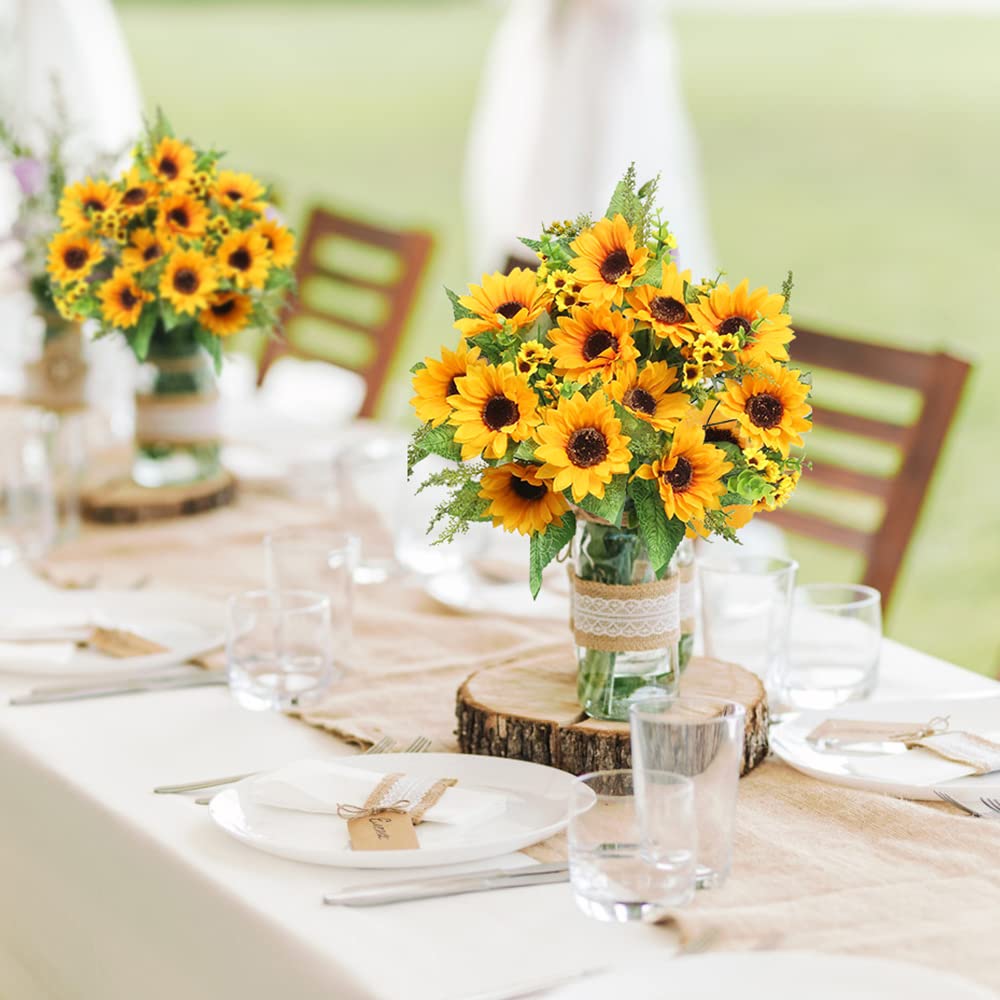 Artificial Sunflower Bouquets, 2 Bunches Fake Flowers Indoor/Outdoor