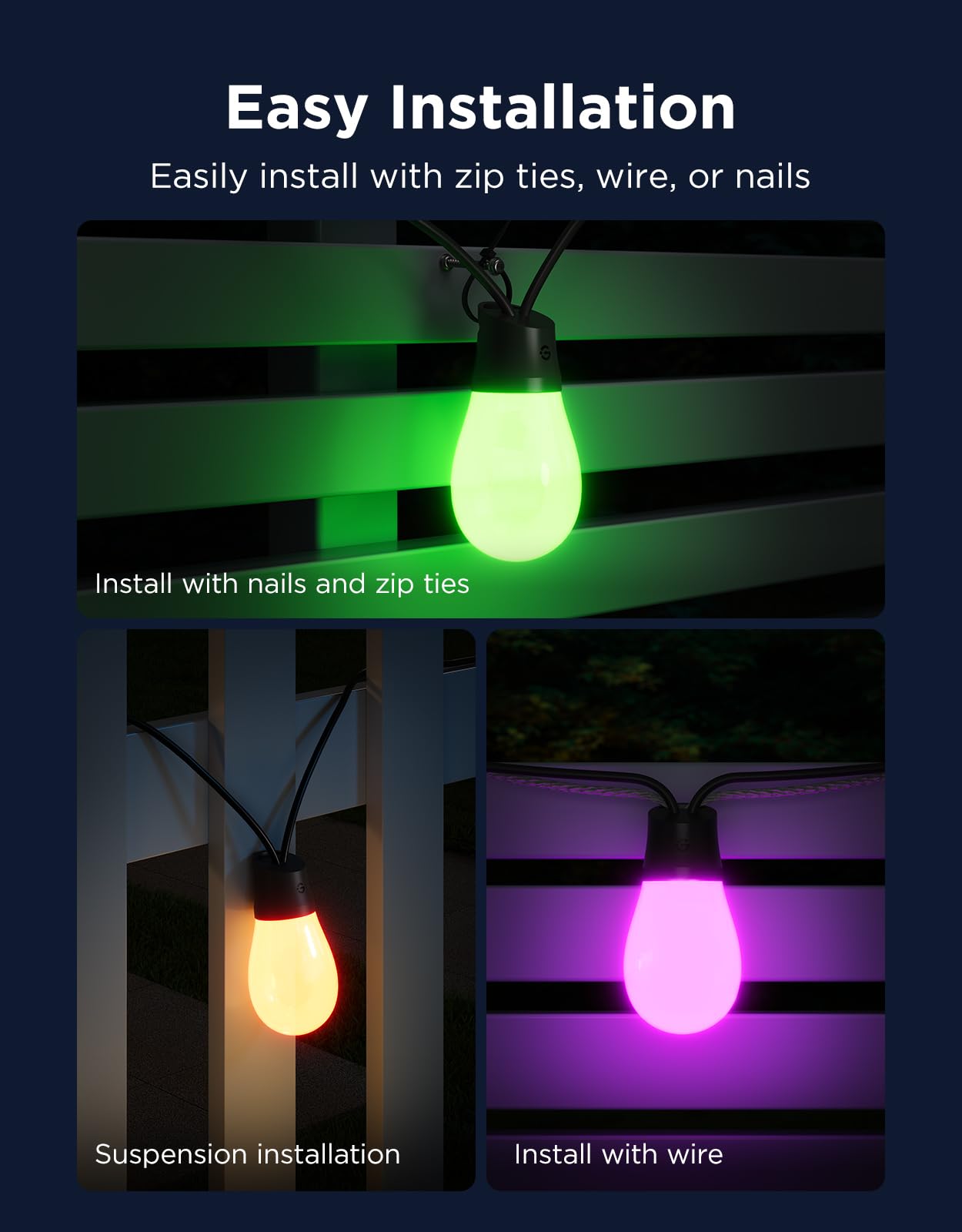 96ft Smart RGBIC Warm White S14 Bulb Outdoor String Lights (30 Bulbs)