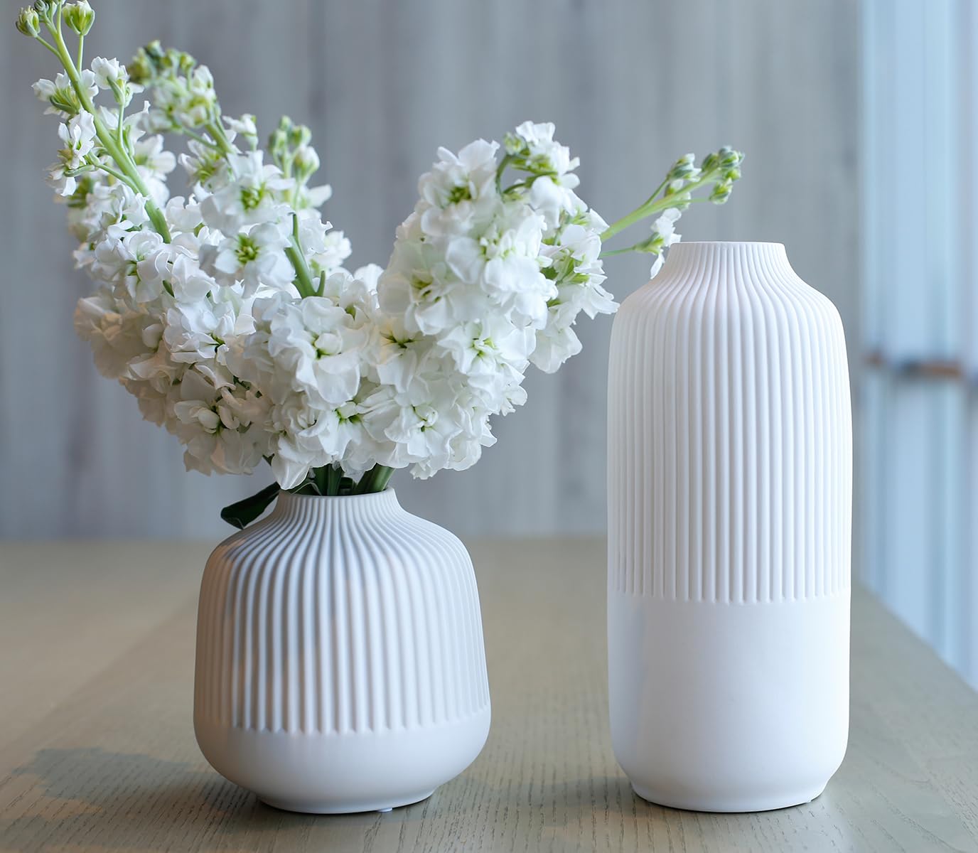 Matte White Vases Set of 2