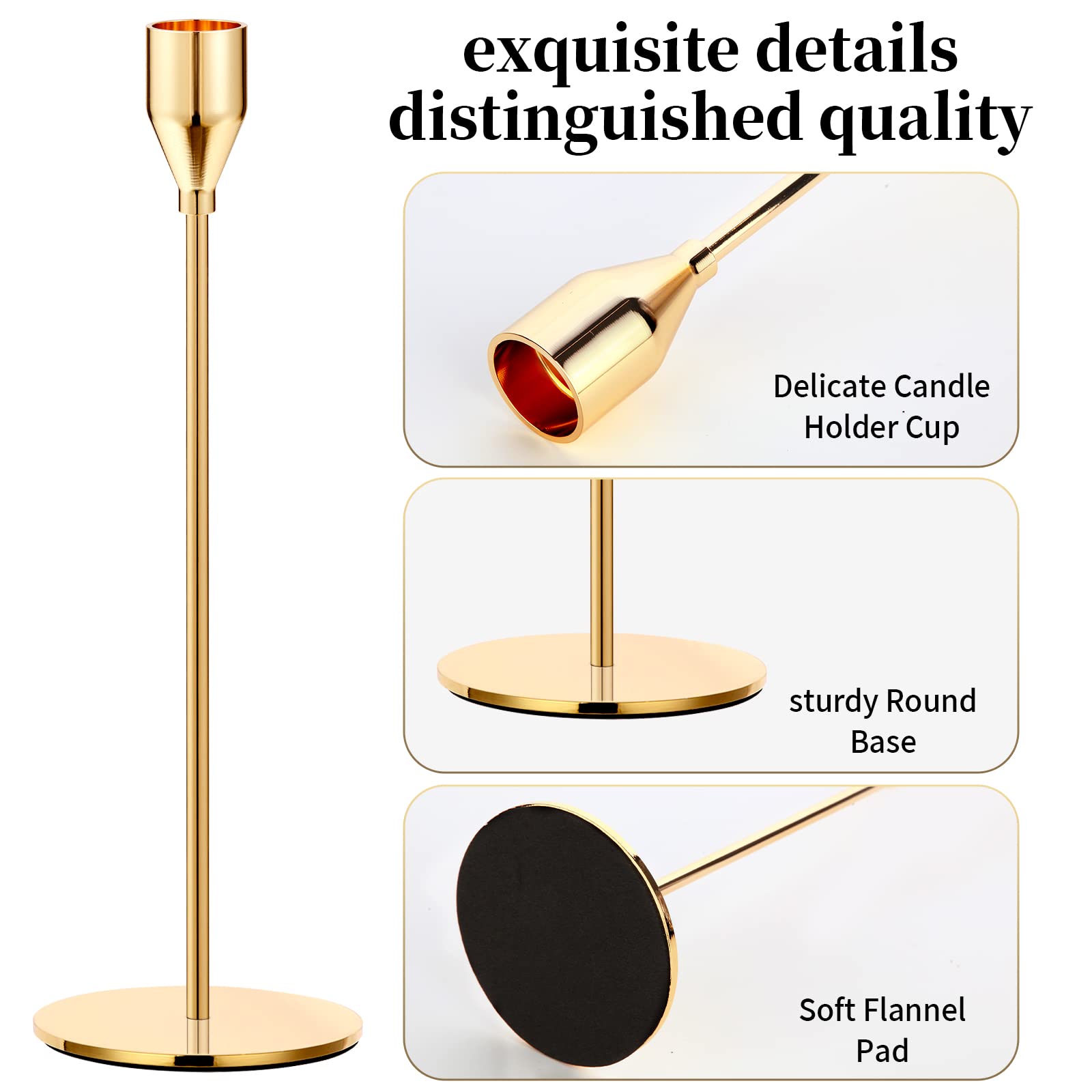 Metal Gold Taper Candle Holder (Set of 6 Pcs)